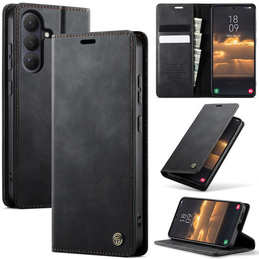 Samsung Galaxy S24 Cover - Black - New CaseMe Fully Premium High Grade Quality Leather Flip Book With Card Holding Slots And Magnetic Closure 033