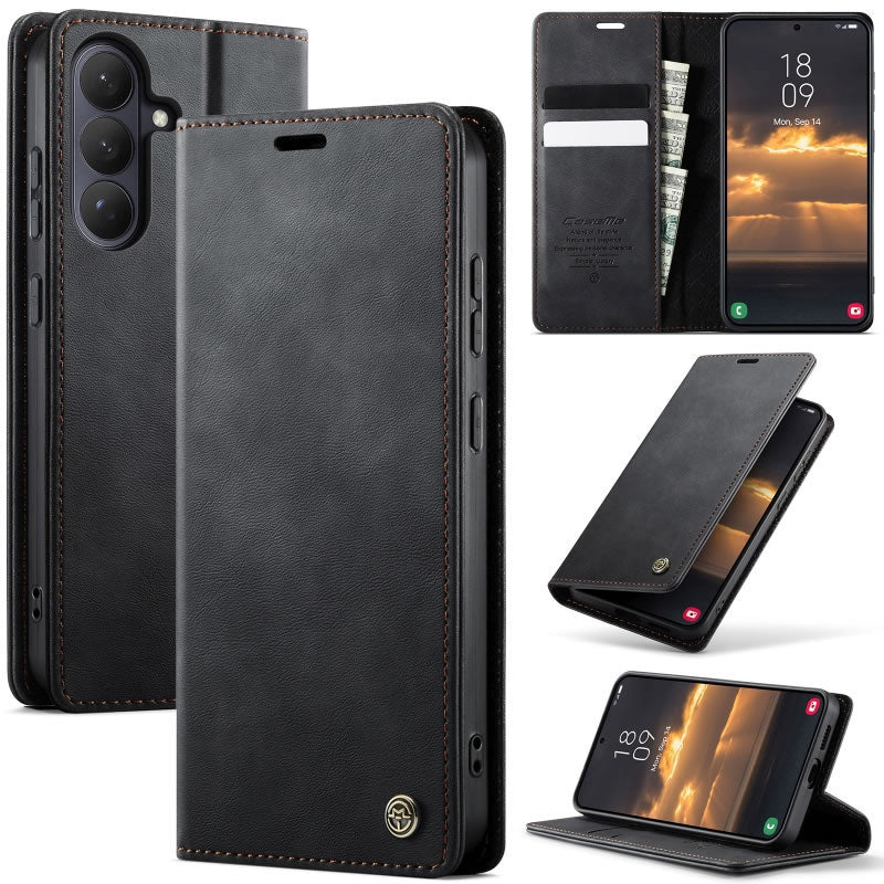 Samsung Galaxy S26 Plus Cover - Black - New CaseMe Fully Premium High Grade Quality Leather Flip Book With Card Holding Slots And Magnetic Closure 033