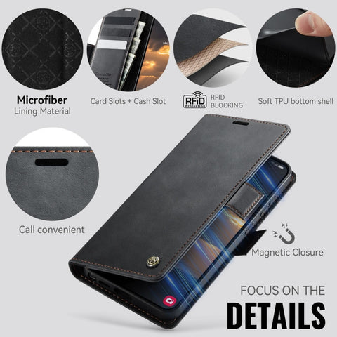 Samsung Galaxy S26 Ultra Cover - Black - New CaseMe Fully Premium High Grade Quality Leather Flip Book With Card Holding Slots And Magnetic Closure 033