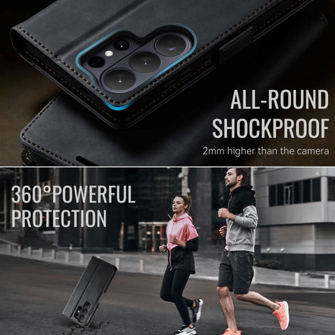 Samsung Galaxy S26 Ultra Cover - Black - New CaseMe Fully Premium High Grade Quality Leather Flip Book With Card Holding Slots And Magnetic Closure 033