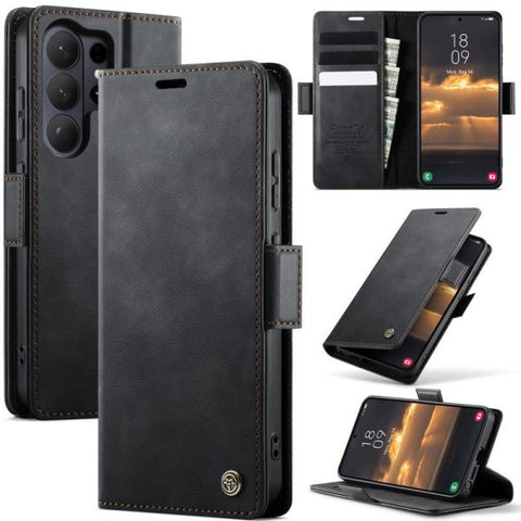 Samsung Galaxy S26 Ultra Cover - Black - New CaseMe Fully Premium High Grade Quality Leather Flip Book With Card Holding Slots And Magnetic Closure 033