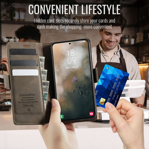 Samsung Galaxy S26 Ultra Cover - Brown - New CaseMe Fully Premium High Grade Quality Leather Flip Book With Card Holding Slots And Magnetic Closure 033