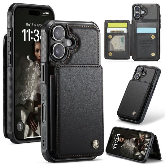 iPhone 17 Cover - Black - CaseMe Premium Wallet Case with RFID Blocking & Kickstand Black