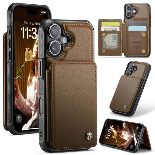 iPhone 17 Cover - Brown - CaseMe Premium Wallet Case with RFID Blocking & Kickstand Black