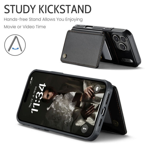 iPhone 17 Pro Max Cover - Black - CaseMe Premium Wallet Case with RFID Blocking & Kickstand Black