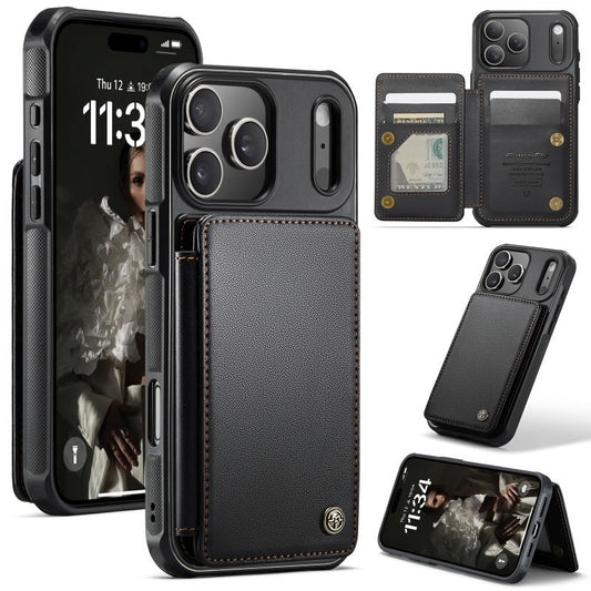 iPhone 17 Pro Cover - Black - CaseMe Premium Wallet Case with RFID Blocking & Kickstand Black