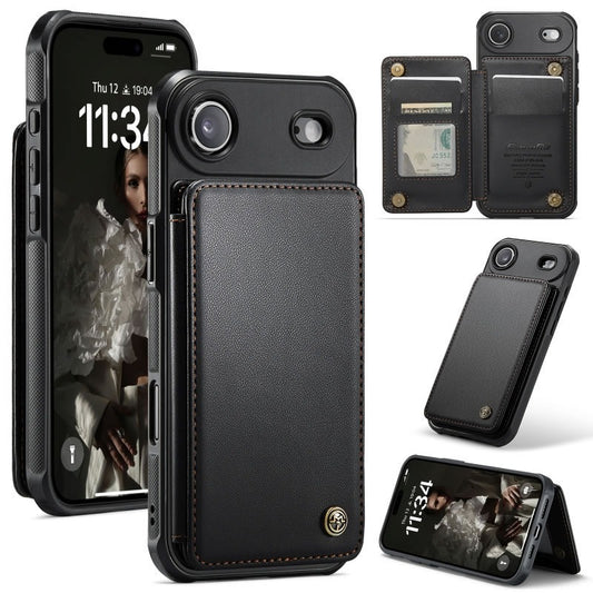 iPhone 17 Air Cover - Black - CaseMe Premium Wallet Case with RFID Blocking & Kickstand Black