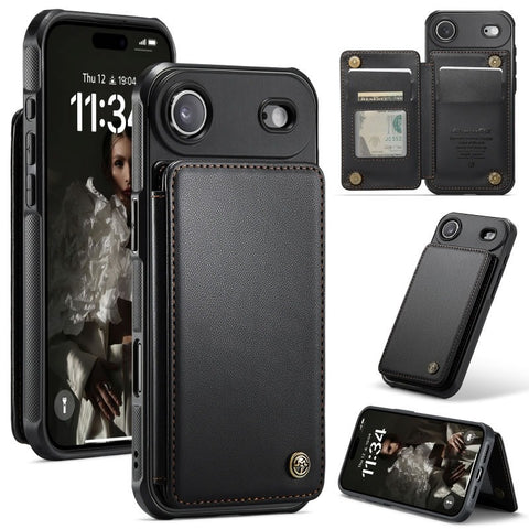 iPhone 17 Air Cover - Black - CaseMe Premium Wallet Case with RFID Blocking & Kickstand Black