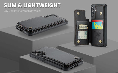 Samsung Galaxy S25 FE Cover - Black - CaseMe Premium Wallet Case with RFID Blocking & Kickstand Black