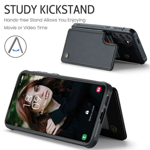 Samsung Galaxy S25 FE Cover - Black - CaseMe Premium Wallet Case with RFID Blocking & Kickstand Black