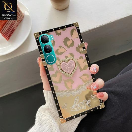Vivo Y300 Cover - Design1 - Heart Bling Diamond Glitter Soft TPU Trunk Case With Ring Holder