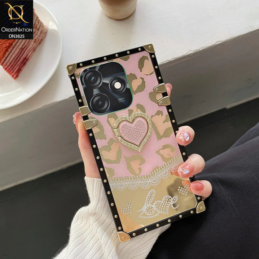 Tecno Spark 10C Cover - Design1 - Heart Bling Diamond Glitter Soft TPU Trunk Case With Ring Holder