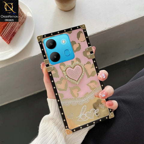 Infinix Smart 7 Cover - Design1 - Heart Bling Diamond Glitter Soft TPU Trunk Case With Ring Holder