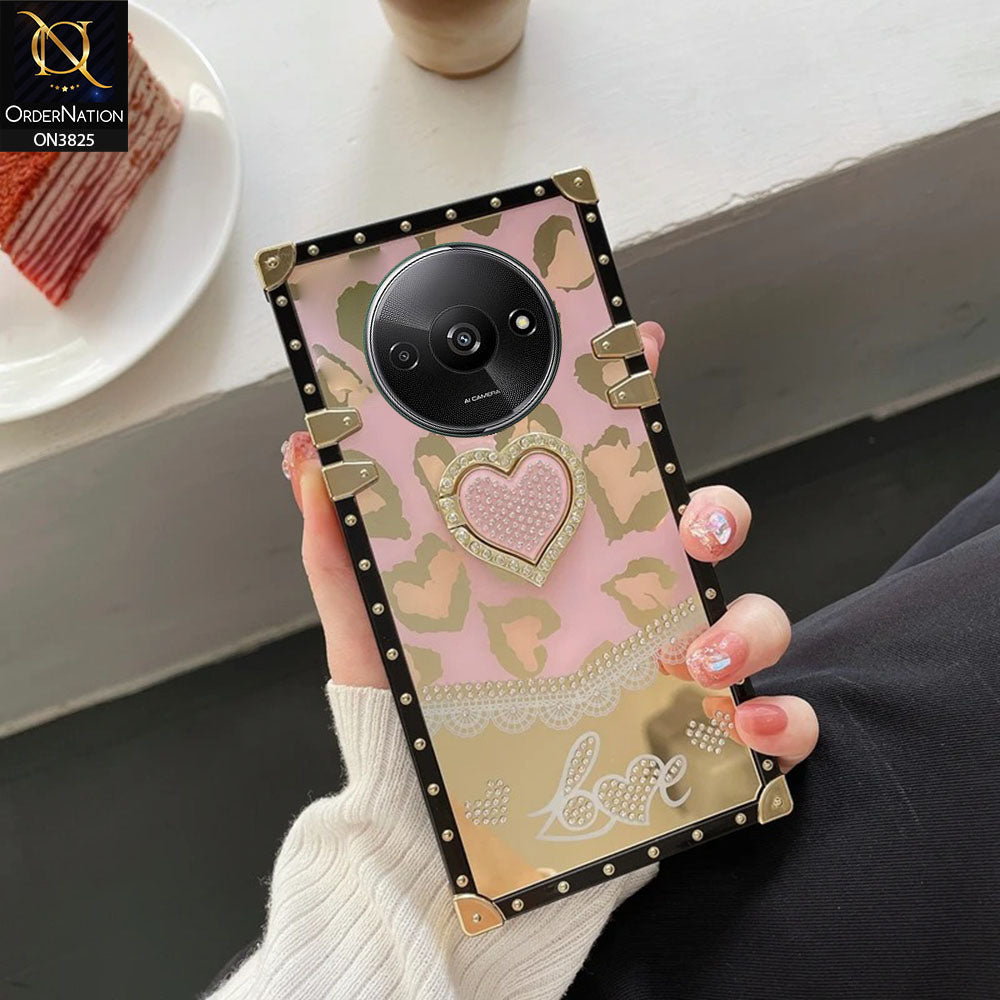 Xiaomi Redmi A3x Cover - Design1 - Heart Bling Diamond Glitter Soft TPU Trunk Case With Ring Holder