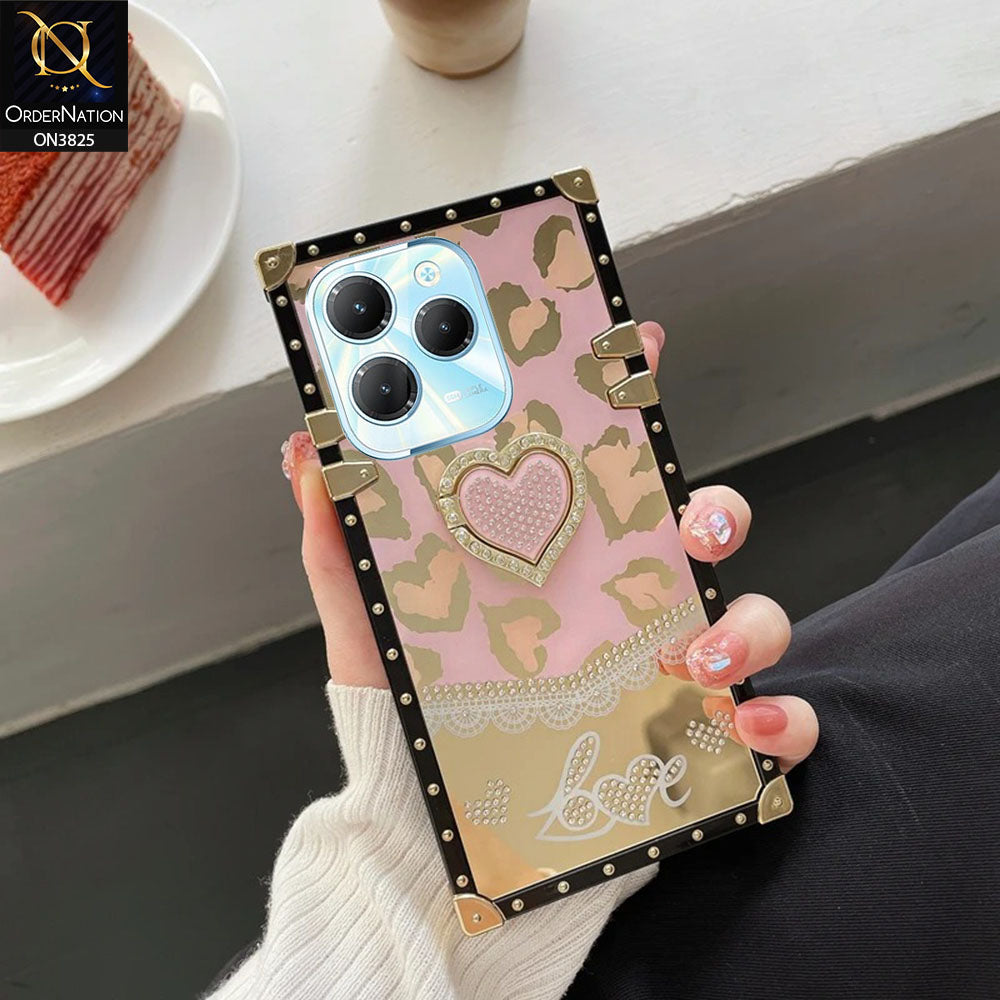 Infinix Hot 40 Pro Cover - Design 1 - Heart Bling Diamond Glitter Soft TPU Trunk Case With Ring Holder