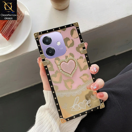 Oppo A3x 4G Cover - Design1 - Heart Bling Diamond Glitter Soft TPU Trunk Case With Ring Holder