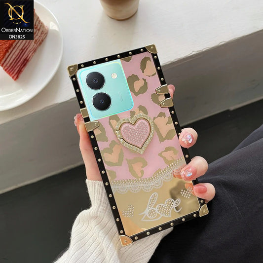 Vivo Y36 4G Cover - Design1 - Heart Bling Diamond Glitter Soft TPU Trunk Case With Ring Holder