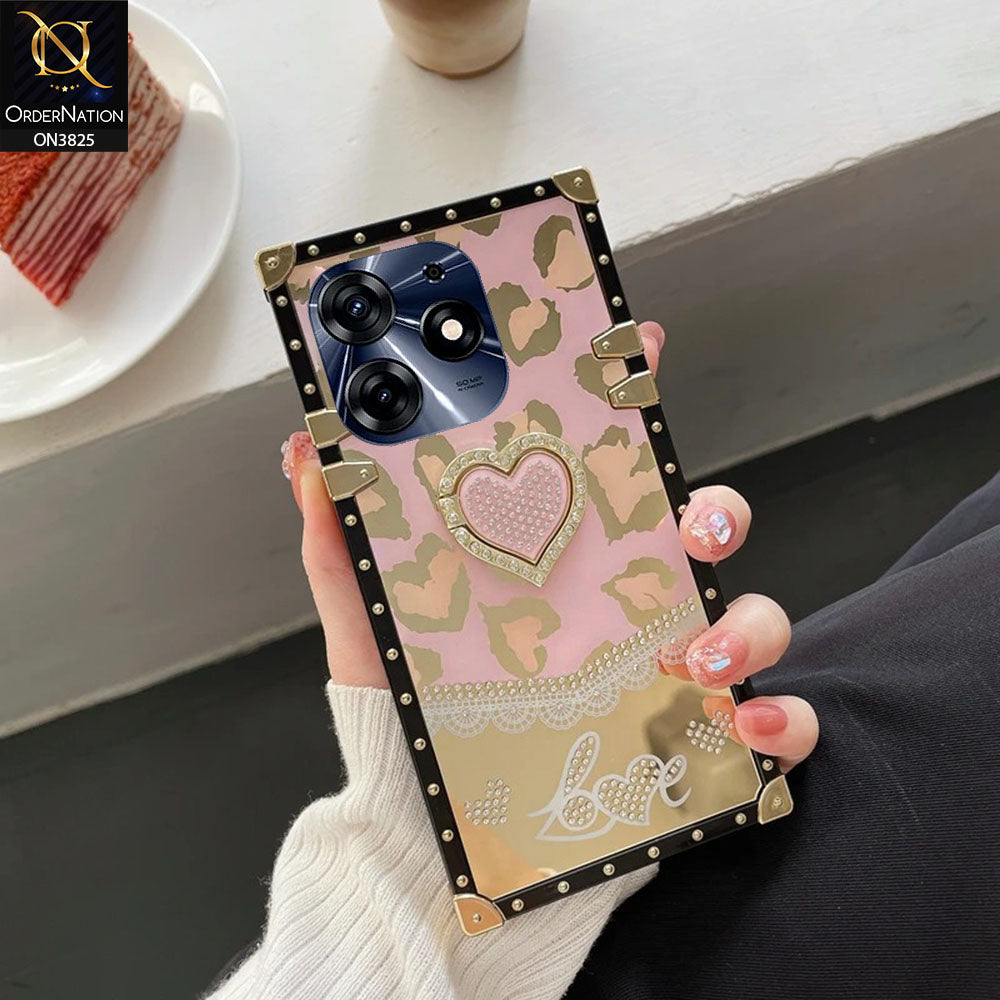 Tecno Spark 10 Pro Cover - Design1 - Heart Bling Diamond Glitter Soft TPU Trunk Case With Ring Holder