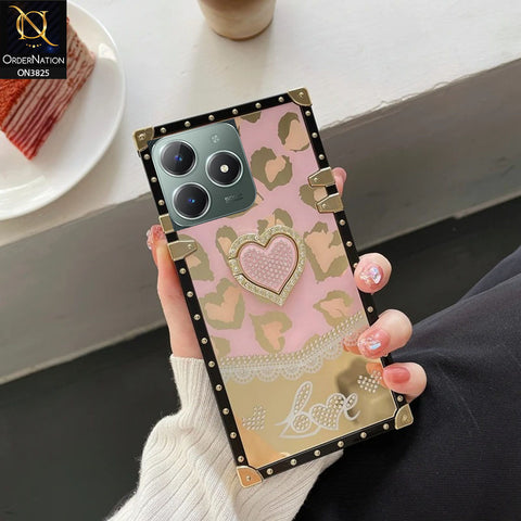 Realme C63 Cover - Design1 - Heart Bling Diamond Glitter Soft TPU Trunk Case With Ring Holder