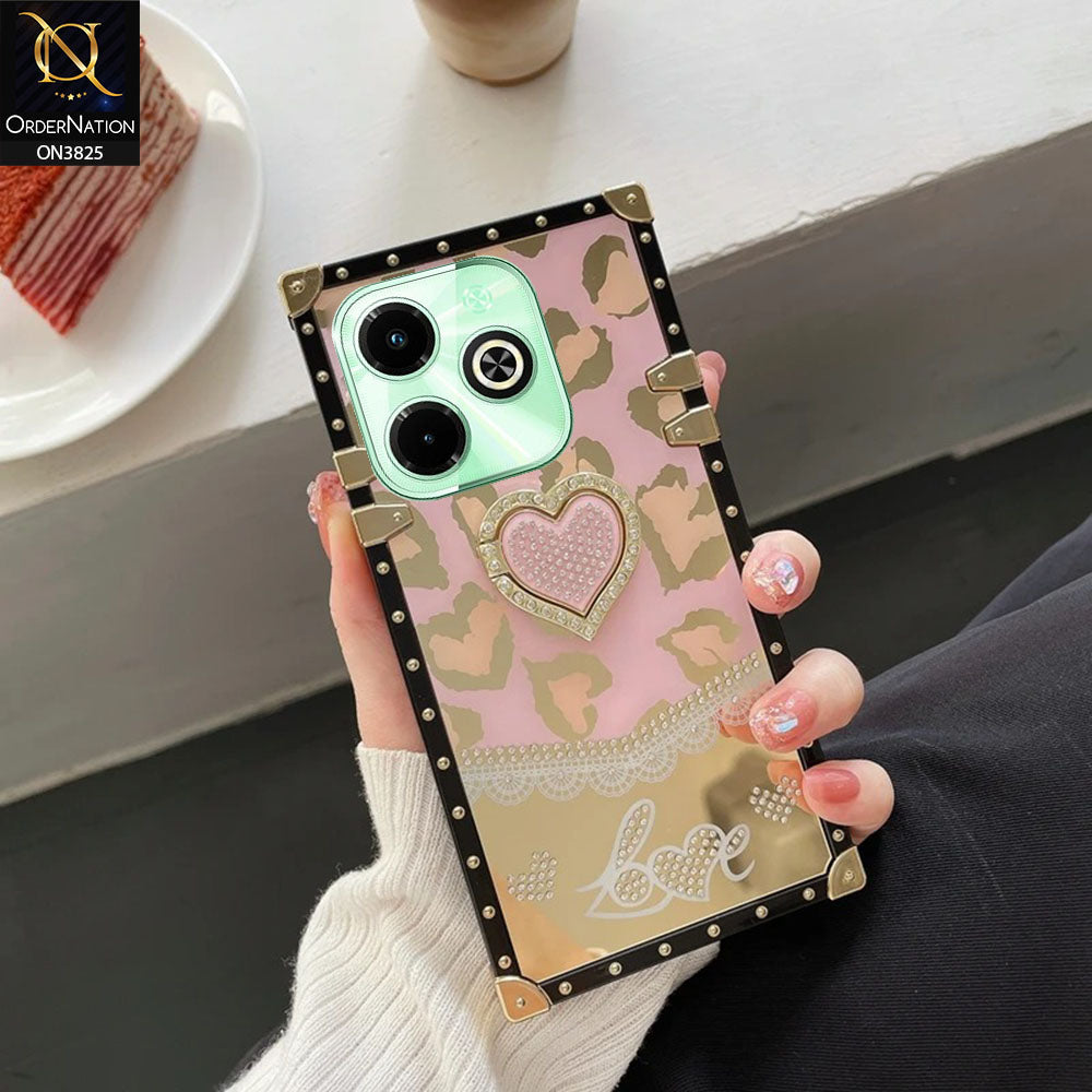 Infinix Hot 40i Cover - Design1 - Heart Bling Diamond Glitter Soft TPU Trunk Case With Ring Holder
