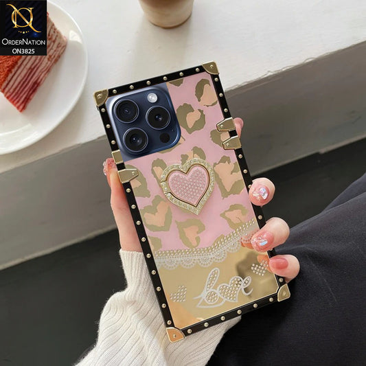 iPhone 16 Pro Max Cover - Design1 - Heart Bling Diamond Glitter Soft TPU Trunk Case With Ring Holder