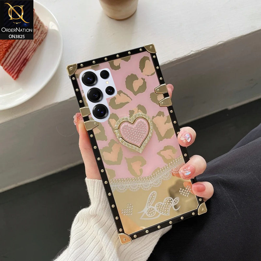 Samsung Galaxy S25 Ultra Cover - Design1 - Heart Bling Diamond Glitter Soft TPU Trunk Case With Ring Holder