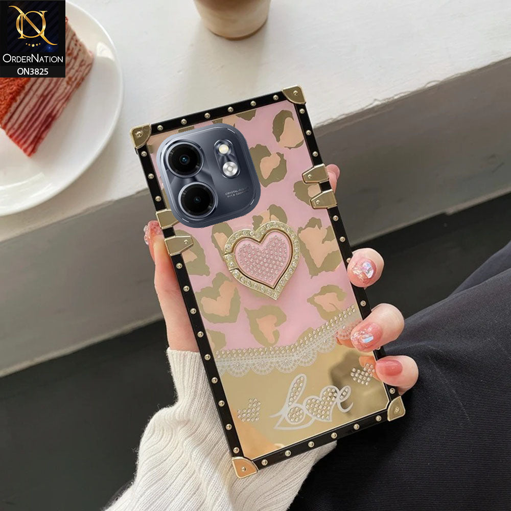 Infinix Smart 9 Cover - Design1 - Heart Bling Diamond Glitter Soft TPU Trunk Case With Ring Holder