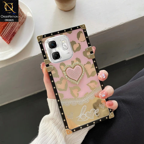 Infinix Hot 50i Cover - Design1 - Heart Bling Diamond Glitter Soft TPU Trunk Case With Ring Holder