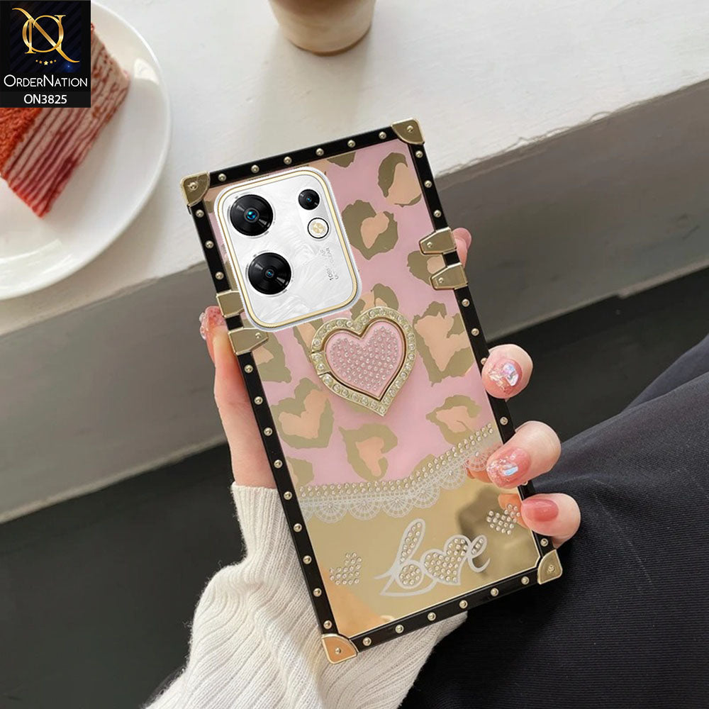 Infinix Zero 30 4G Cover - Design1 - Heart Bling Diamond Glitter Soft TPU Trunk Case With Ring Holder