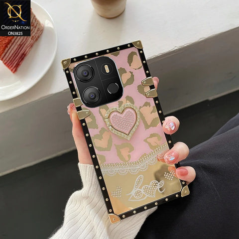 Tecno Pop 7 Cover - Design1 - Heart Bling Diamond Glitter Soft TPU Trunk Case With Ring Holder