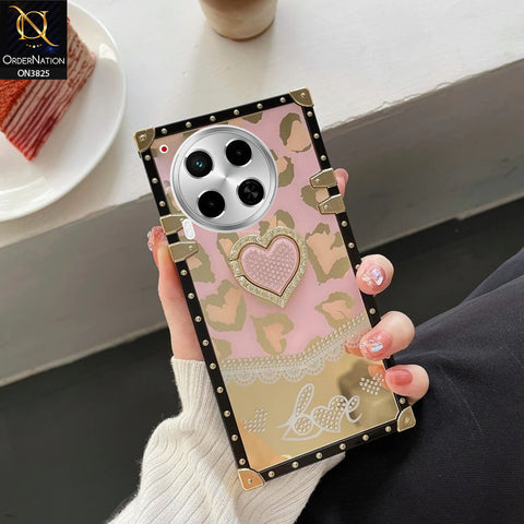 Tecno Camon 30 Cover - Design1 - Heart Bling Diamond Glitter Soft TPU Trunk Case With Ring Holder