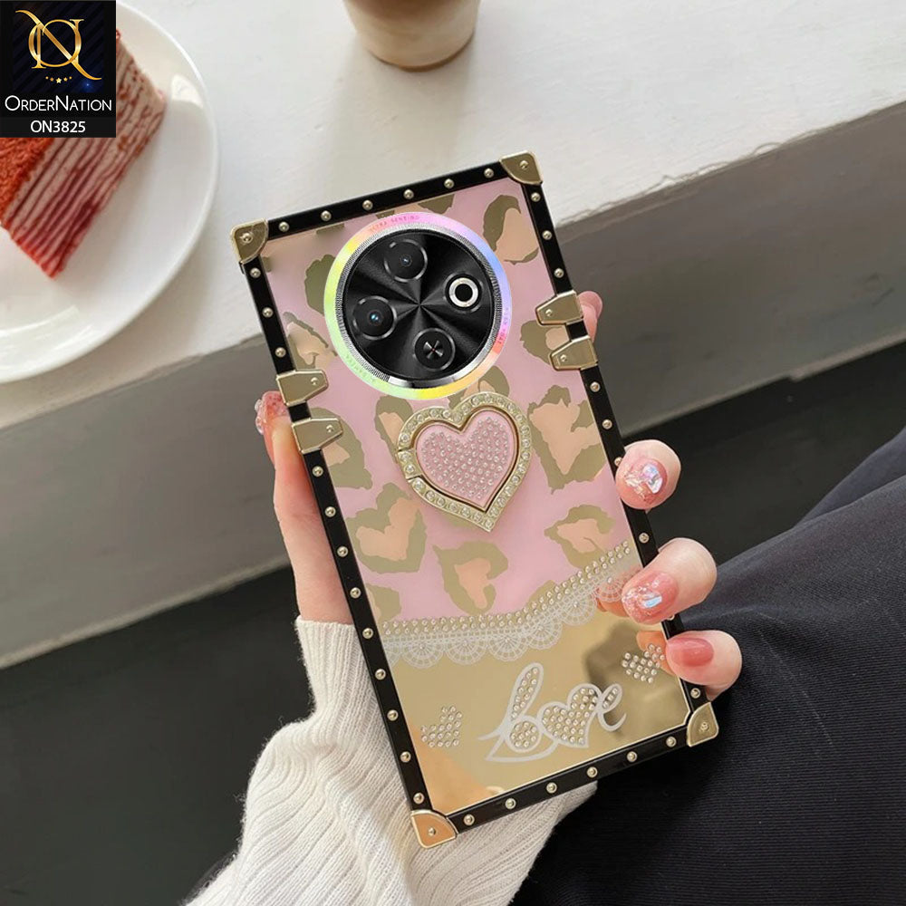 Tecno Spark 30C 4G Cover - Design1 - Heart Bling Diamond Glitter Soft TPU Trunk Case With Ring Holder