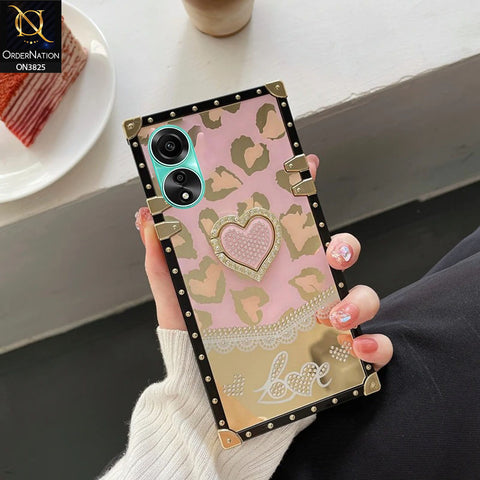 Oppo A78 4G Cover - Design1 - Heart Bling Diamond Glitter Soft TPU Trunk Case With Ring Holder