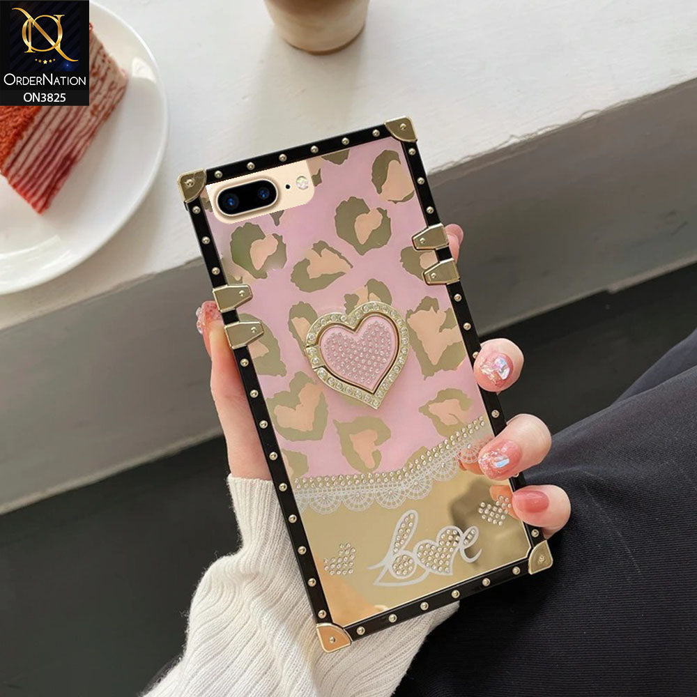 iPhone 8 Plus / 7 Plus Cover - Design1 - Heart Bling Diamond Glitter Soft TPU Trunk Case With Ring Holder