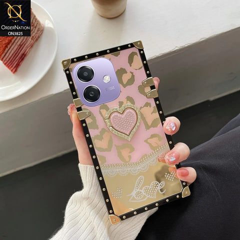 Oppo A3x 5G Cover - Design1 - Heart Bling Diamond Glitter Soft TPU Trunk Case With Ring Holder