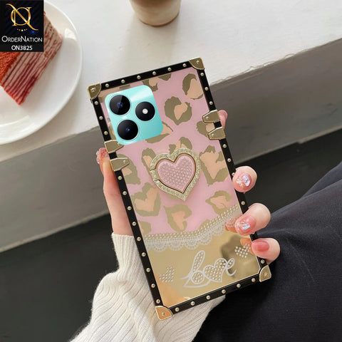 Realme C51 Cover - Design1 - Heart Bling Diamond Glitter Soft TPU Trunk Case With Ring Holder