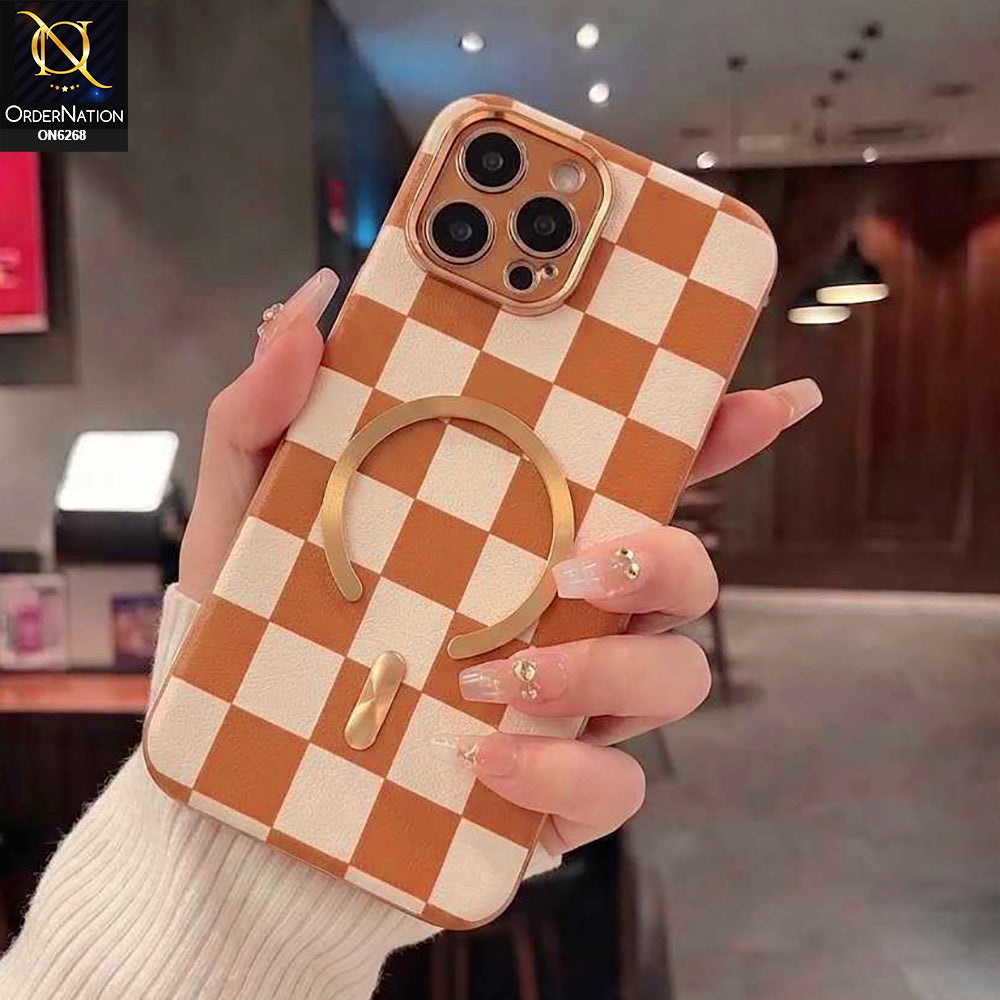 iPhone 16 Pro Max Cover - Brown - Luxury Magnetic Compatible Phone Case with Magnetic Ring Holder & Camera Protection