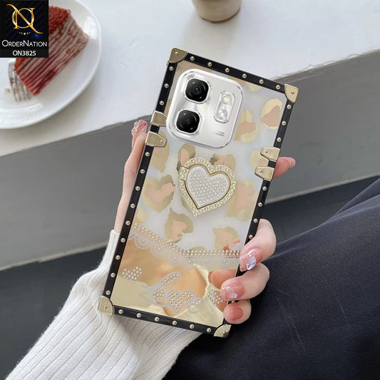 Infinix Hot 50i Cover - Design2 - Heart Bling Diamond Glitter Soft TPU Trunk Case With Ring Holder