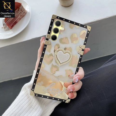 Samsung Galaxy A16 Cover - Design2 - Heart Bling Diamond Glitter Soft TPU Trunk Case With Ring Holder