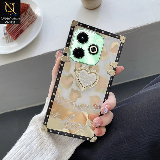 Infinix Hot 40i Cover - Design2 - Heart Bling Diamond Glitter Soft TPU Trunk Case With Ring Holde
