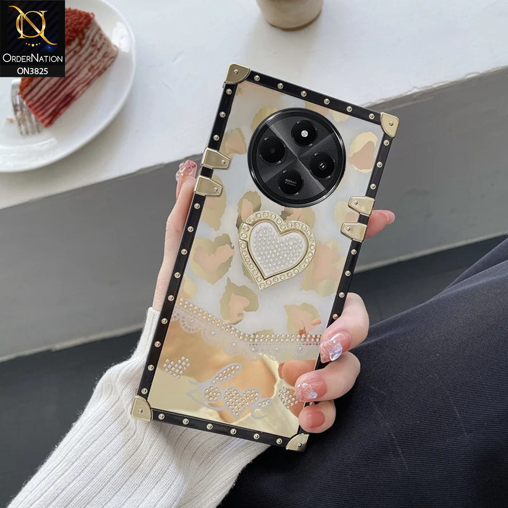Xiaomi Redmi 14R Cover - Design2 - Heart Bling Diamond Glitter Soft TPU Trunk Case With Ring Holder