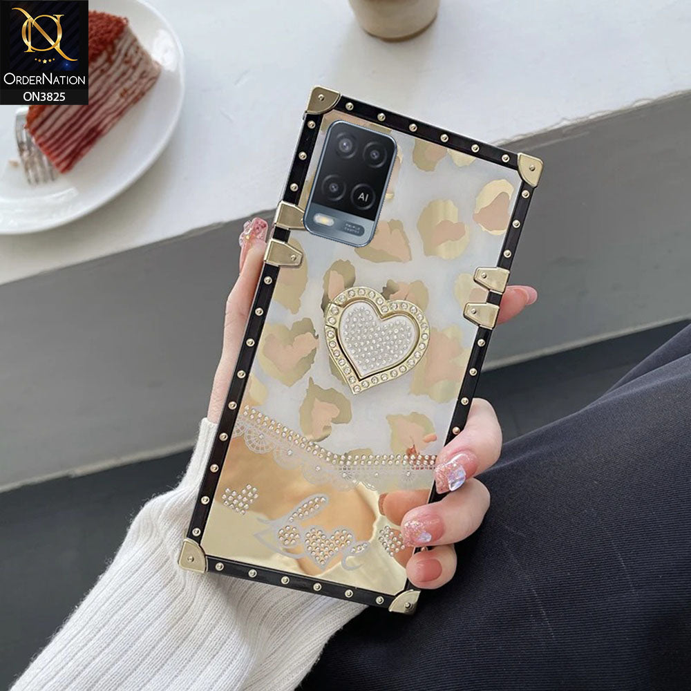 Oppo A54 4G Cover - Design 2 - Heart Bling Diamond Glitter Soft TPU Trunk Case With Ring Holder