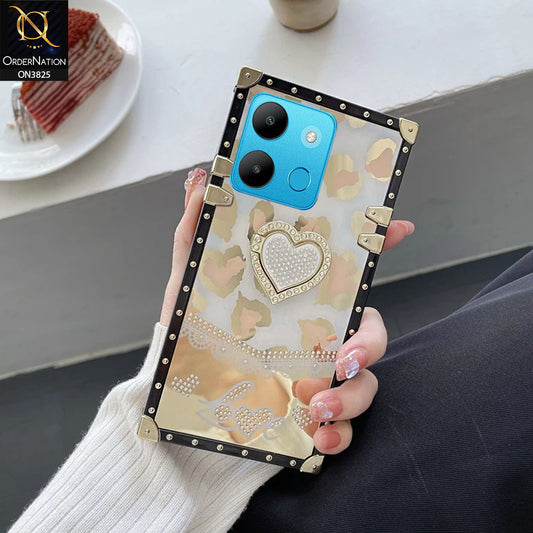 Infinix Smart 7 Cover - Design2 - Heart Bling Diamond Glitter Soft TPU Trunk Case With Ring Holder