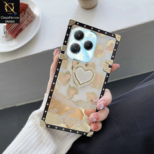 Infinix Hot 40 Cover - Design 2 - Heart Bling Diamond Glitter Soft TPU Trunk Case With Ring Holder