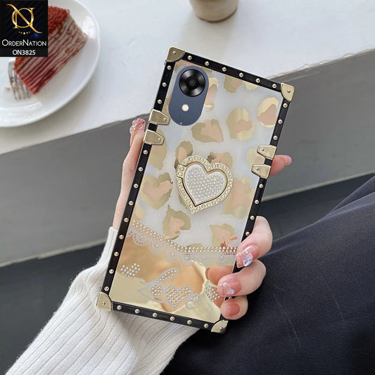 Oppo A17k Cover - Design2 - Heart Bling Diamond Glitter Soft TPU Trunk Case With Ring Holder