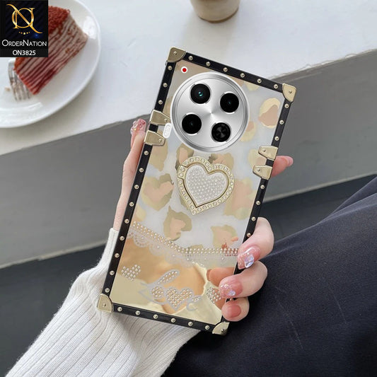 Tecno Camon 30 Cover - Design2 - Heart Bling Diamond Glitter Soft TPU Trunk Case With Ring Holder