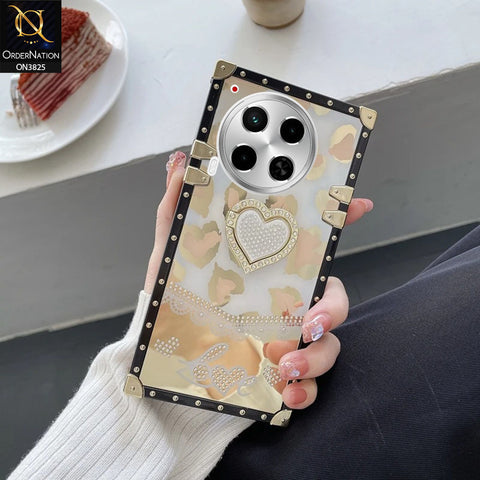 Tecno Camon 30 Cover - Design2 - Heart Bling Diamond Glitter Soft TPU Trunk Case With Ring Holder