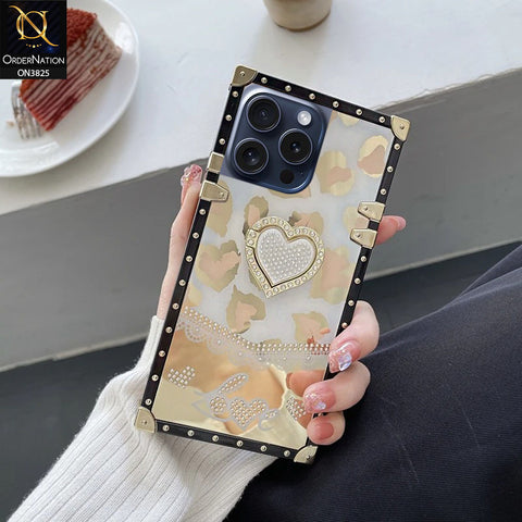 iPhone 16 Pro Max Cover - Design2 - Heart Bling Diamond Glitter Soft TPU Trunk Case With Ring Holder