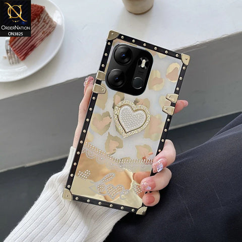Tecno Pop 7 Pro Cover - Design2 - Heart Bling Diamond Glitter Soft TPU Trunk Case With Ring Holder