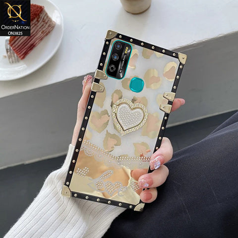 Infinix Hot 9 Play Cover - Design2 - Heart Bling Diamond Glitter Soft TPU Trunk Case With Ring Holder